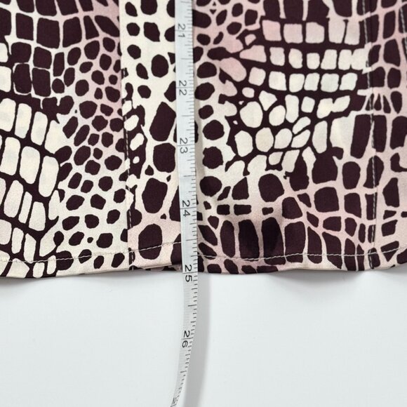 Talbots Petites Brown Silk Blend Animal Stretch Print Long Sleeve Size 12 - Picture 7 of 8